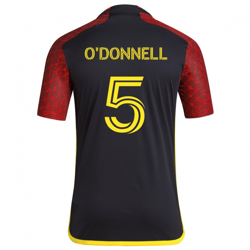 Kandiny Gyermek Kristina O'donnell #5 Piros Fekete Idegenbeli Jersey 2024/25 Mez Póló Ing