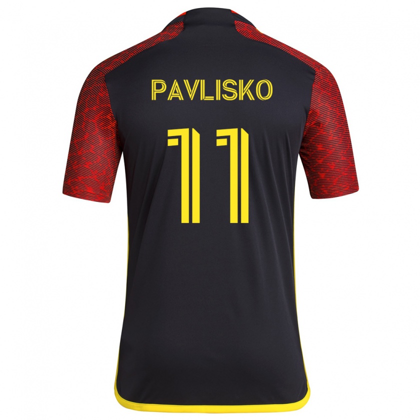 Kandiny Gyermek Kirsten Pavlisko #11 Piros Fekete Idegenbeli Jersey 2024/25 Mez Póló Ing