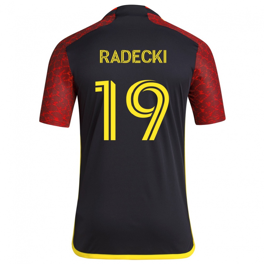 Kandiny Gyermek Taylor Radecki #19 Piros Fekete Idegenbeli Jersey 2024/25 Mez Póló Ing