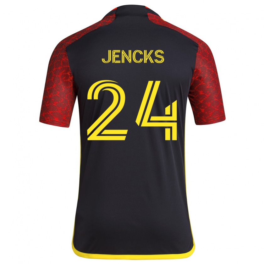 Kandiny Gyermek India Jencks #24 Piros Fekete Idegenbeli Jersey 2024/25 Mez Póló Ing