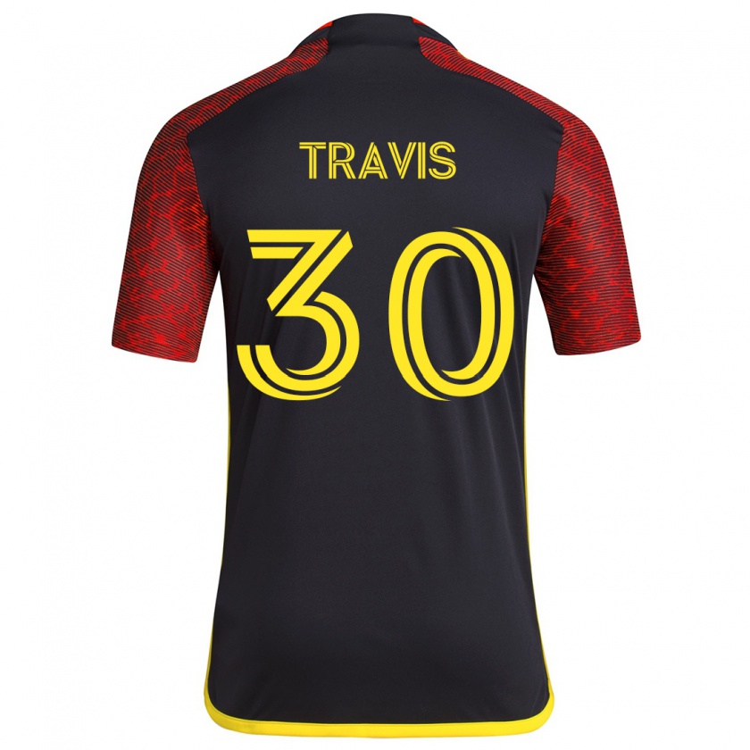 Kandiny Gyermek Riley Travis #30 Piros Fekete Idegenbeli Jersey 2024/25 Mez Póló Ing