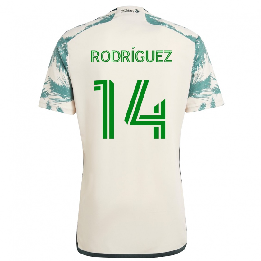 Kandiny Gyermek Jonathan Rodríguez #14 Bézs Barna Idegenbeli Jersey 2024/25 Mez Póló Ing