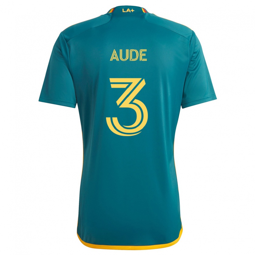 Kandiny Gyermek Julián Aude #3 Green Yellow Idegenbeli Jersey 2024/25 Mez Póló Ing