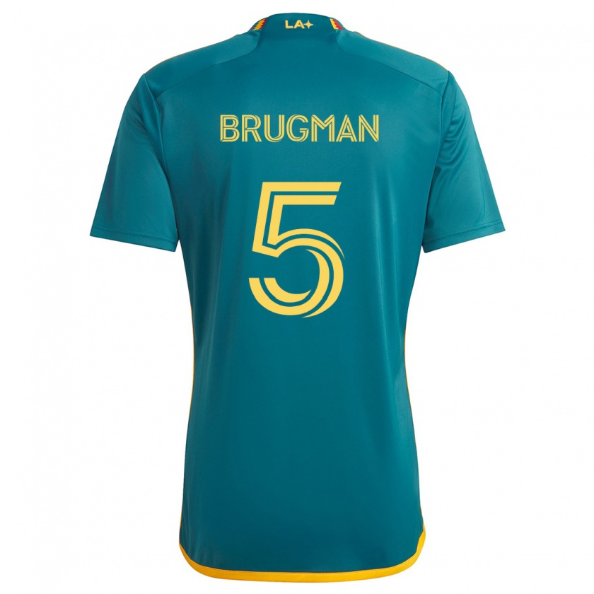 Kandiny Gyermek Gastón Brugman #5 Green Yellow Idegenbeli Jersey 2024/25 Mez Póló Ing