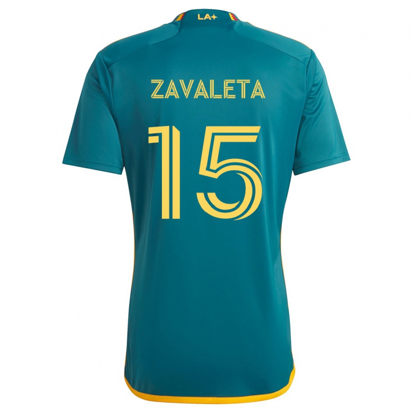 Kandiny Gyermek Eriq Zavaleta #15 Green Yellow Idegenbeli Jersey 2024/25 Mez Póló Ing