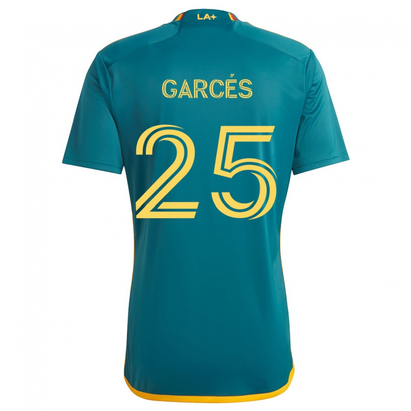 Kandiny Gyermek Carlos Garcés #25 Green Yellow Idegenbeli Jersey 2024/25 Mez Póló Ing