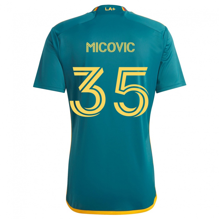 Kandiny Gyermek Novak Micovic #35 Green Yellow Idegenbeli Jersey 2024/25 Mez Póló Ing