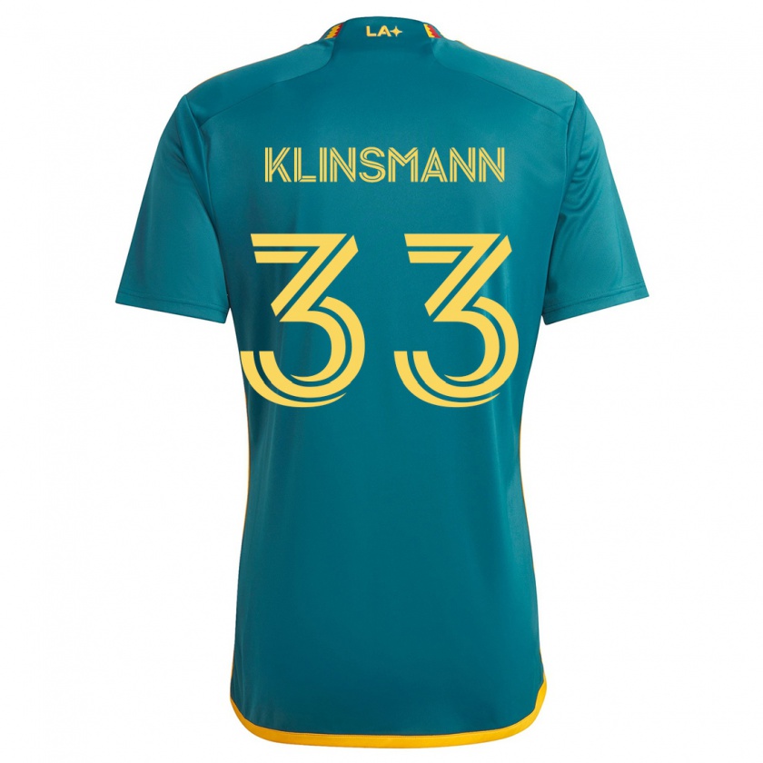 Kandiny Gyermek Jonathan Klinsmann #33 Green Yellow Idegenbeli Jersey 2024/25 Mez Póló Ing