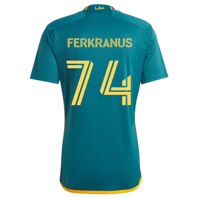 Kandiny Gyermek Marcus Ferkranus #74 Green Yellow Idegenbeli Jersey 2024/25 Mez Póló Ing