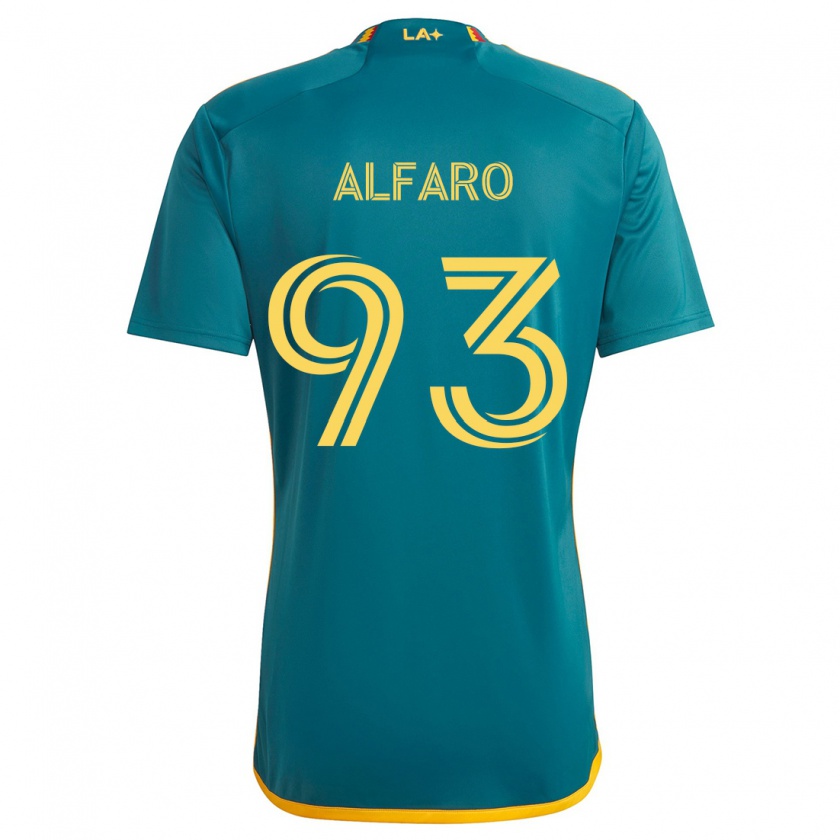 Kandiny Gyermek Tony Alfaro #93 Green Yellow Idegenbeli Jersey 2024/25 Mez Póló Ing