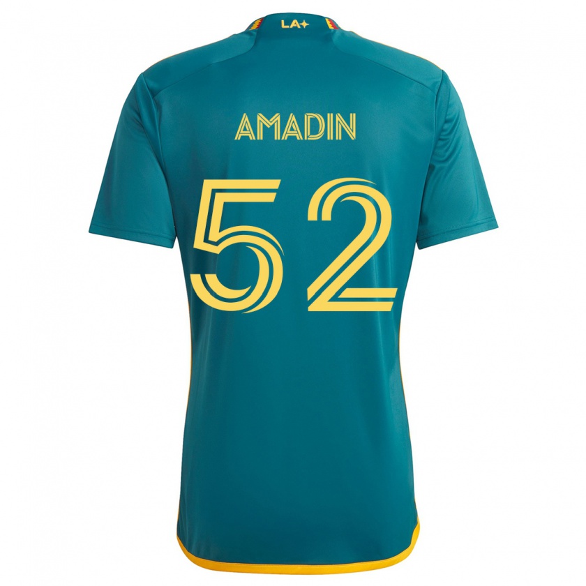 Kandiny Gyermek Elijah Amadin #52 Green Yellow Idegenbeli Jersey 2024/25 Mez Póló Ing