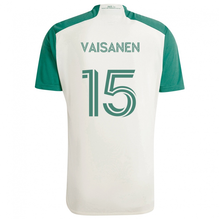 Kandiny Gyermek Leo Väisänen #15 Barna Színek Zöld Idegenbeli Jersey 2024/25 Mez Póló Ing