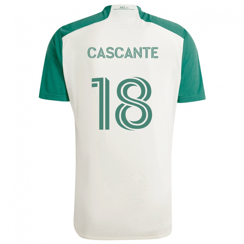 Kandiny Gyermek Julio Cascante #18 Barna Színek Zöld Idegenbeli Jersey 2024/25 Mez Póló Ing