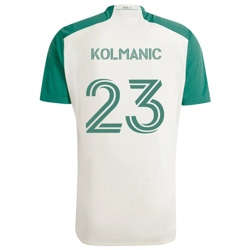 Kandiny Gyermek Zan Kolmanic #23 Barna Színek Zöld Idegenbeli Jersey 2024/25 Mez Póló Ing