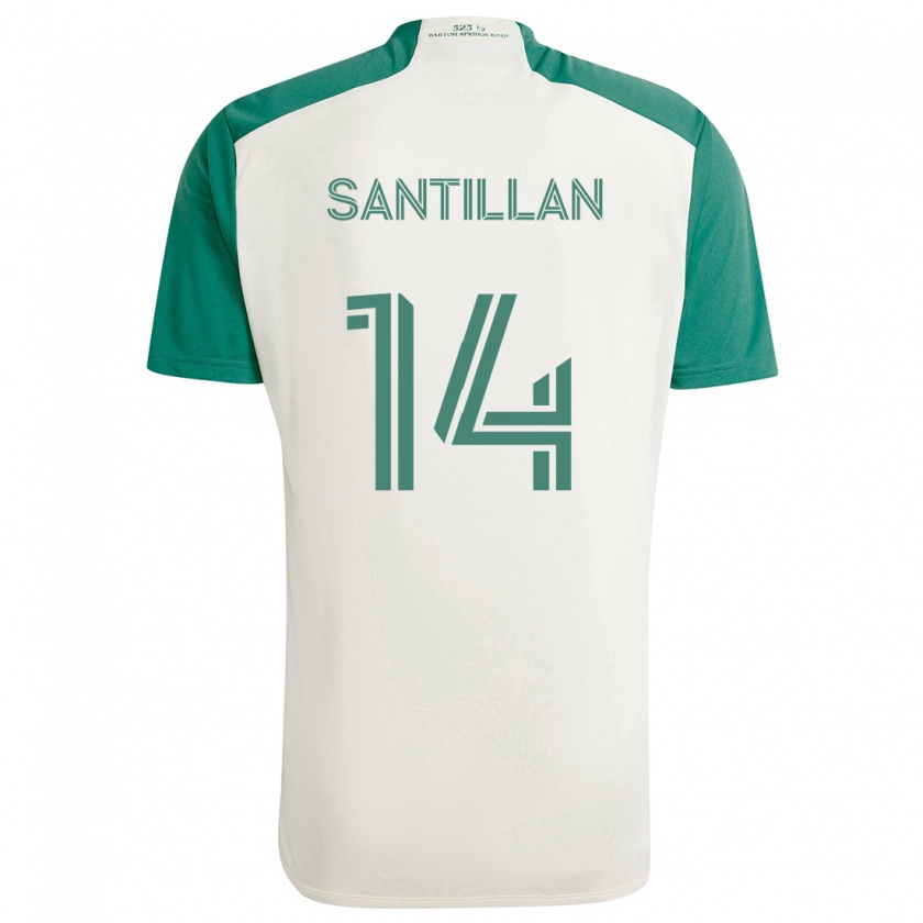 Kandiny Gyermek Jonathan Santillan #14 Barna Színek Zöld Idegenbeli Jersey 2024/25 Mez Póló Ing