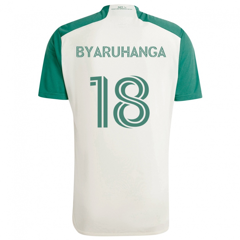 Kandiny Gyermek Bobosi Byaruhanga #18 Barna Színek Zöld Idegenbeli Jersey 2024/25 Mez Póló Ing