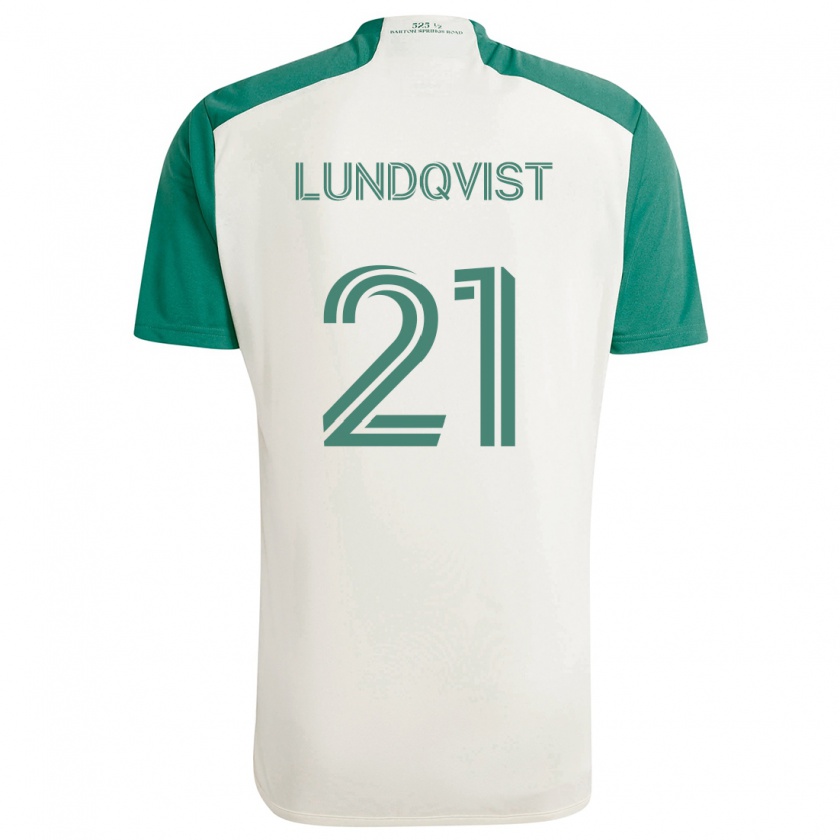 Kandiny Gyermek Adam Lundqvist #21 Barna Színek Zöld Idegenbeli Jersey 2024/25 Mez Póló Ing