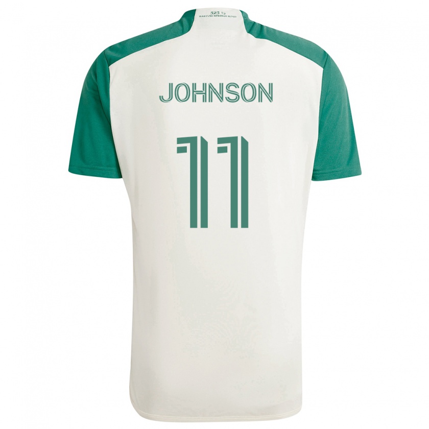 Kandiny Gyermek Emmanuel Johnson #11 Barna Színek Zöld Idegenbeli Jersey 2024/25 Mez Póló Ing