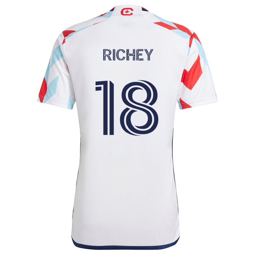 Kandiny Gyermek Spencer Richey #18 Fehér Piros Kék Idegenbeli Jersey 2024/25 Mez Póló Ing