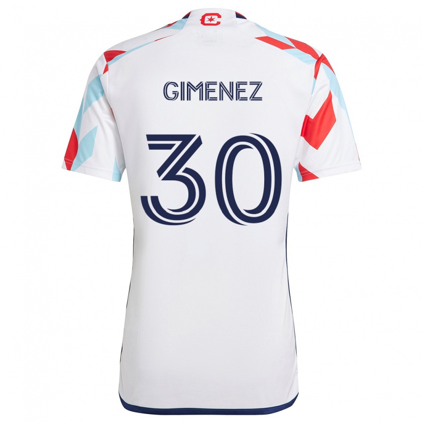 Kandiny Gyermek Gastón Giménez #30 Fehér Piros Kék Idegenbeli Jersey 2024/25 Mez Póló Ing