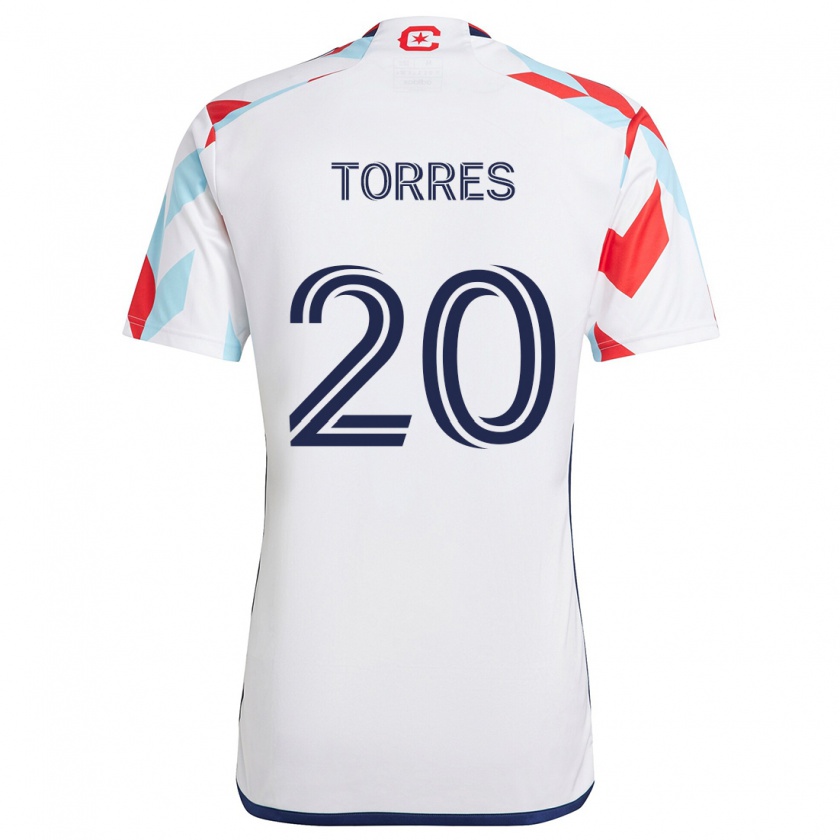 Kandiny Gyermek Jairo Torres #20 Fehér Piros Kék Idegenbeli Jersey 2024/25 Mez Póló Ing