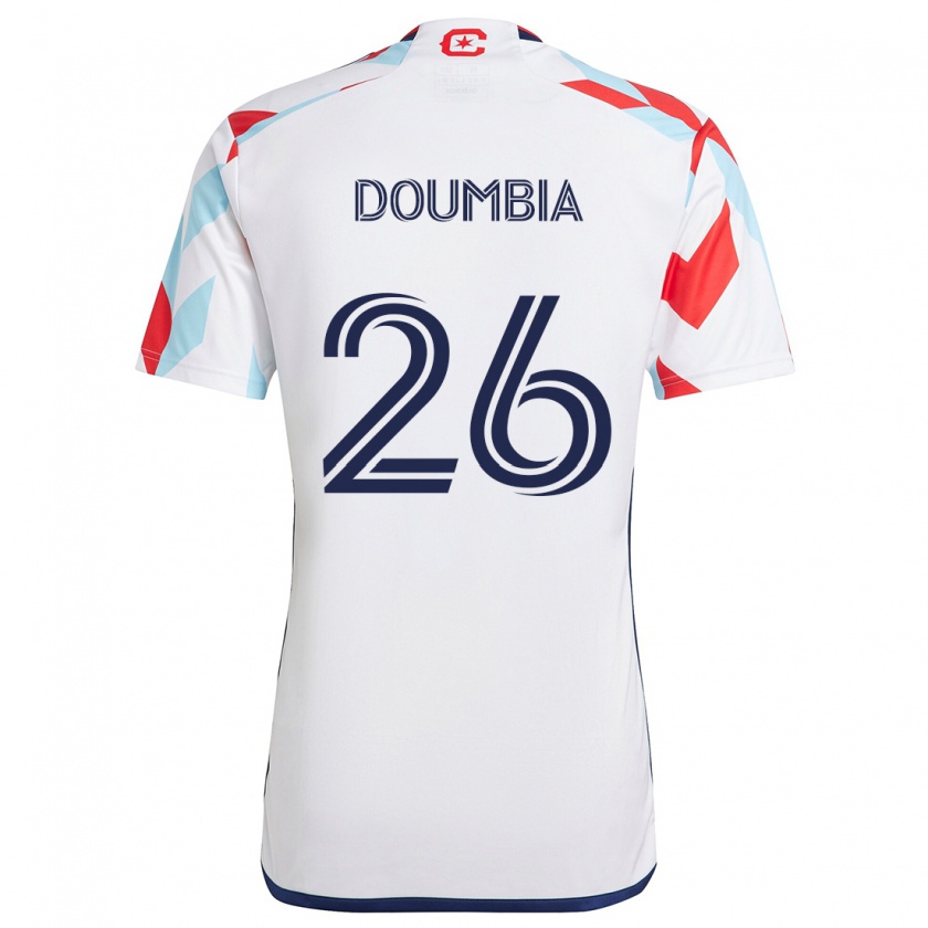 Kandiny Gyermek Ousmane Doumbia #26 Fehér Piros Kék Idegenbeli Jersey 2024/25 Mez Póló Ing