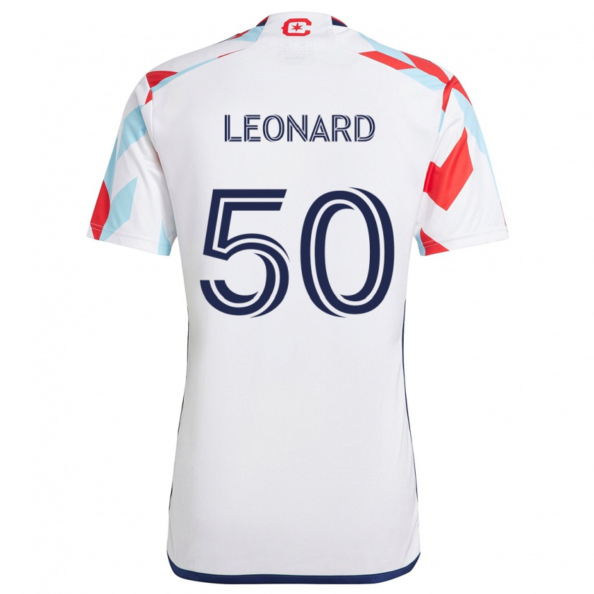 Kandiny Gyermek Eric Leonard #50 Fehér Piros Kék Idegenbeli Jersey 2024/25 Mez Póló Ing