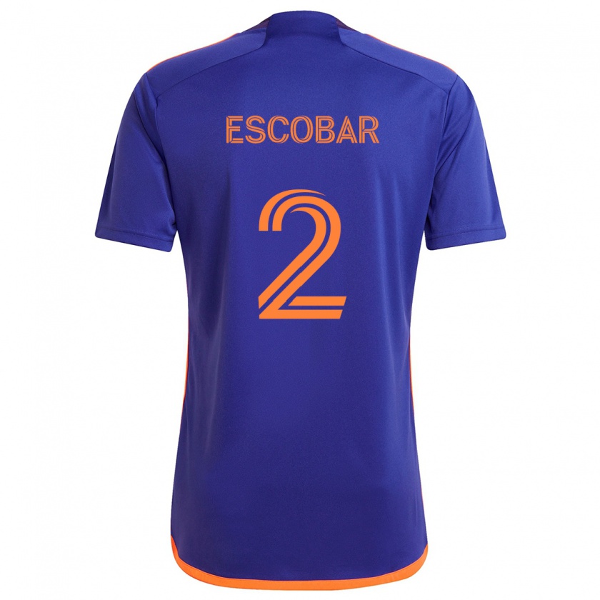 Kandiny Gyermek Franco Escobar #2 Lila Narancs Idegenbeli Jersey 2024/25 Mez Póló Ing