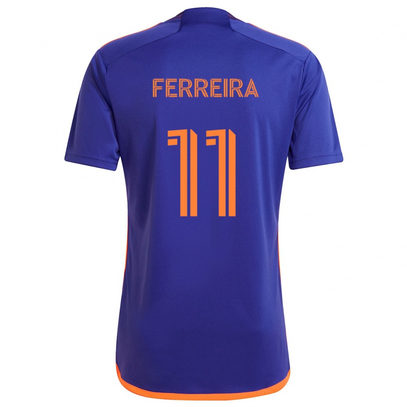 Kandiny Gyermek Sebastián Ferreira #11 Lila Narancs Idegenbeli Jersey 2024/25 Mez Póló Ing