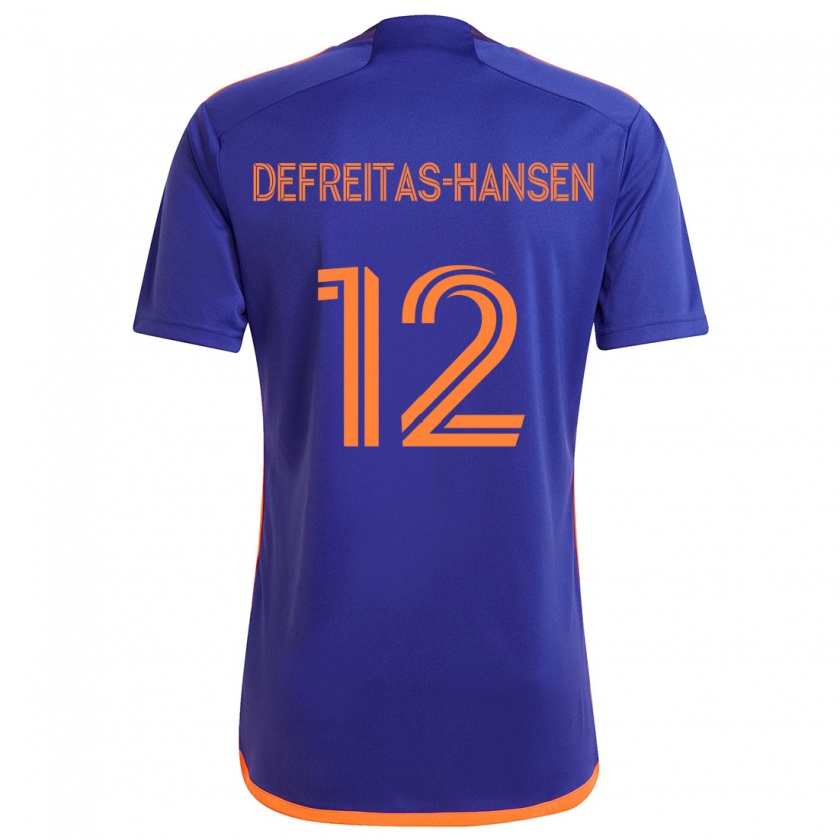 Kandiny Gyermek Nicholas Defreitas-Hansen #12 Lila Narancs Idegenbeli Jersey 2024/25 Mez Póló Ing