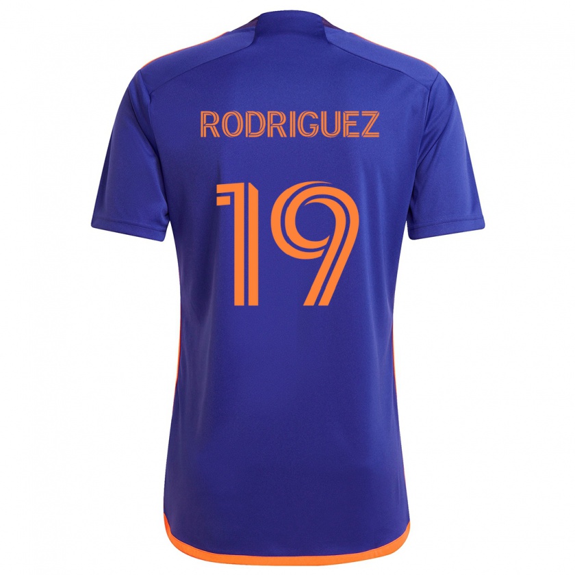 Kandiny Gyermek Sebastian Rodriguez #19 Lila Narancs Idegenbeli Jersey 2024/25 Mez Póló Ing