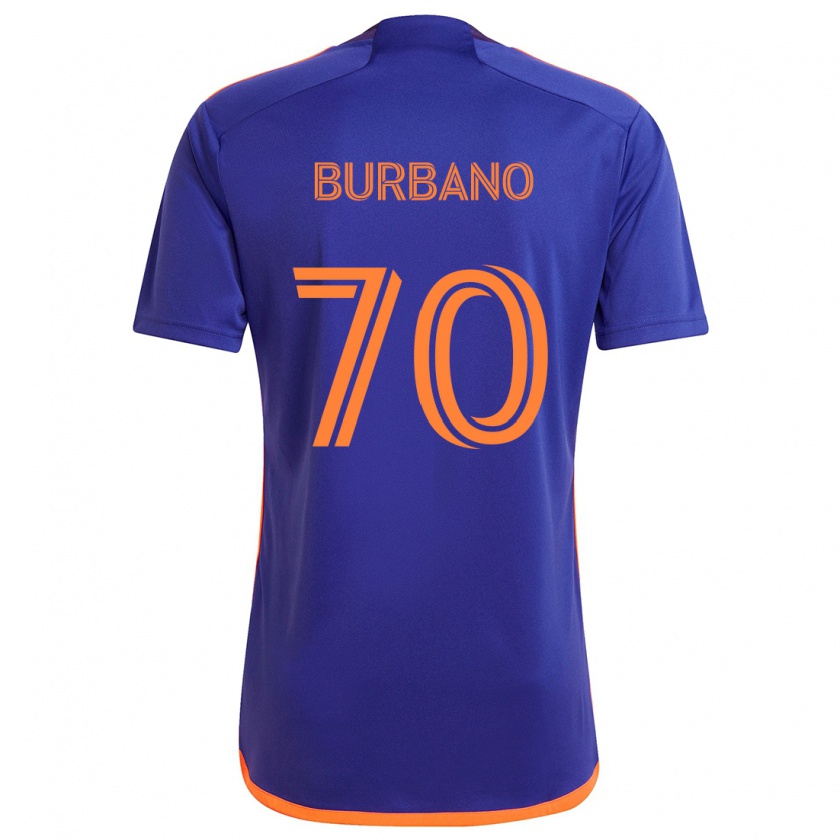 Kandiny Gyermek Jordy Burbano #70 Lila Narancs Idegenbeli Jersey 2024/25 Mez Póló Ing