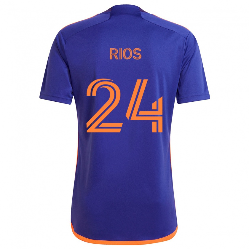 Kandiny Gyermek Paolo Ríos #24 Lila Narancs Idegenbeli Jersey 2024/25 Mez Póló Ing