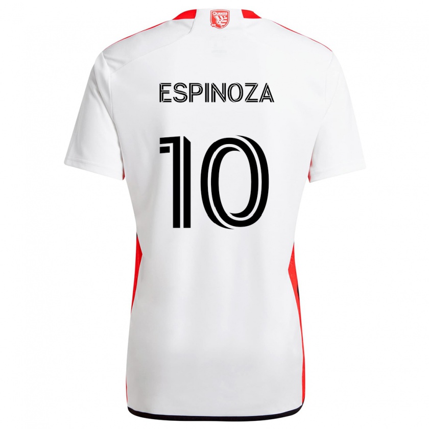 Kandiny Gyermek Cristian Espinoza #10 Fehér Piros Idegenbeli Jersey 2024/25 Mez Póló Ing