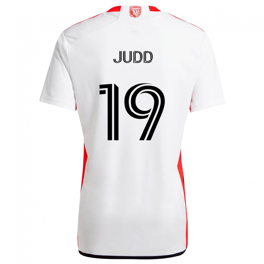 Kandiny Gyermek Preston Judd #19 Fehér Piros Idegenbeli Jersey 2024/25 Mez Póló Ing