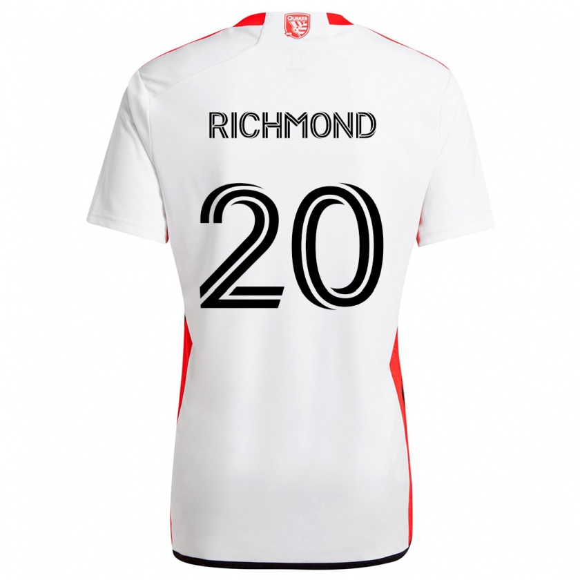 Kandiny Gyermek Will Richmond #20 Fehér Piros Idegenbeli Jersey 2024/25 Mez Póló Ing