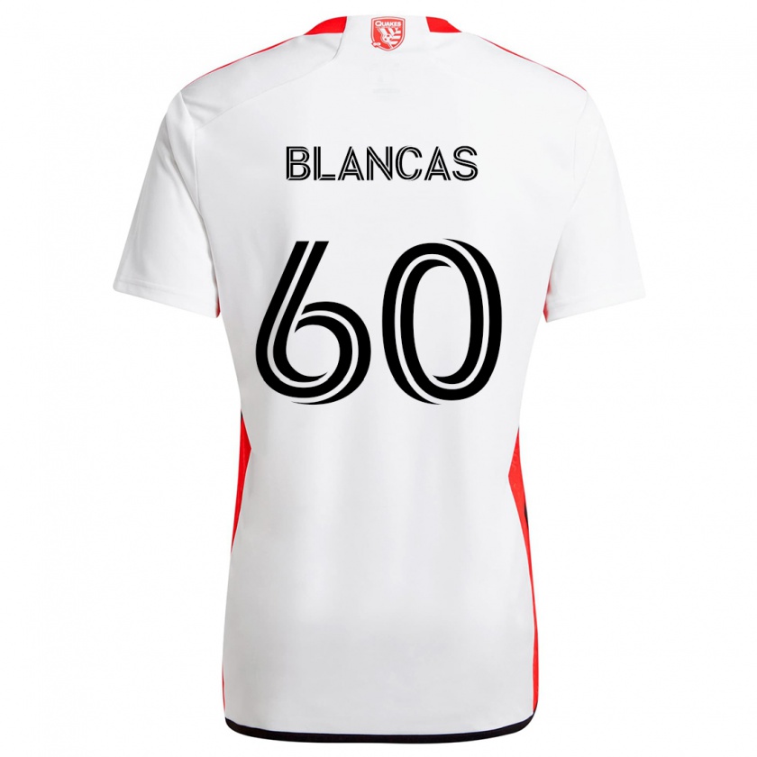 Kandiny Gyermek Eduardo Blancas #60 Fehér Piros Idegenbeli Jersey 2024/25 Mez Póló Ing