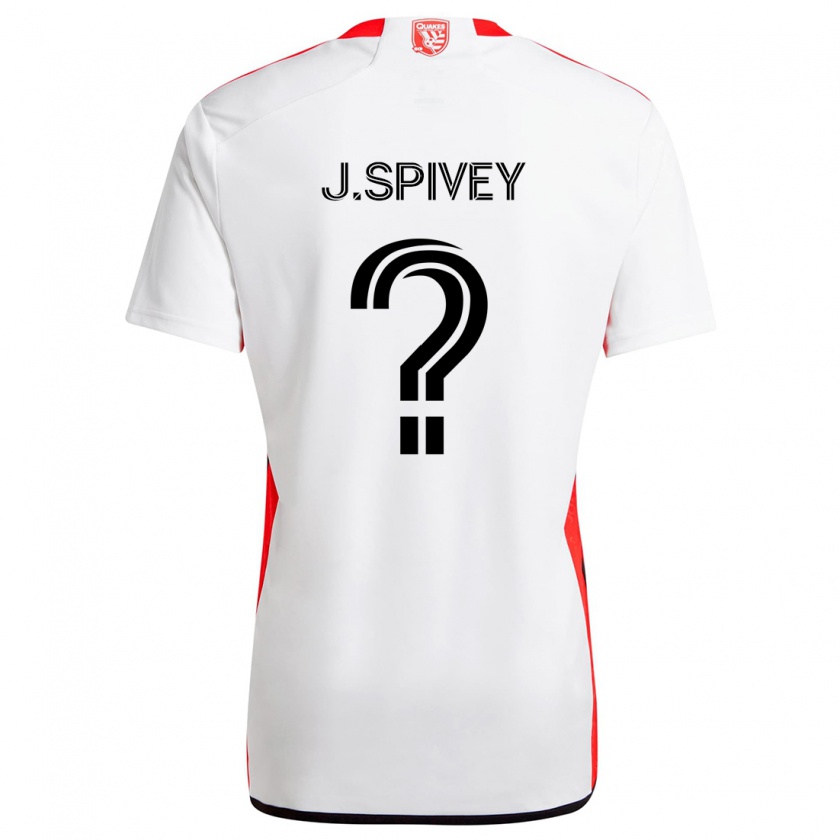 Kandiny Gyermek Jermaine Spivey #0 Fehér Piros Idegenbeli Jersey 2024/25 Mez Póló Ing