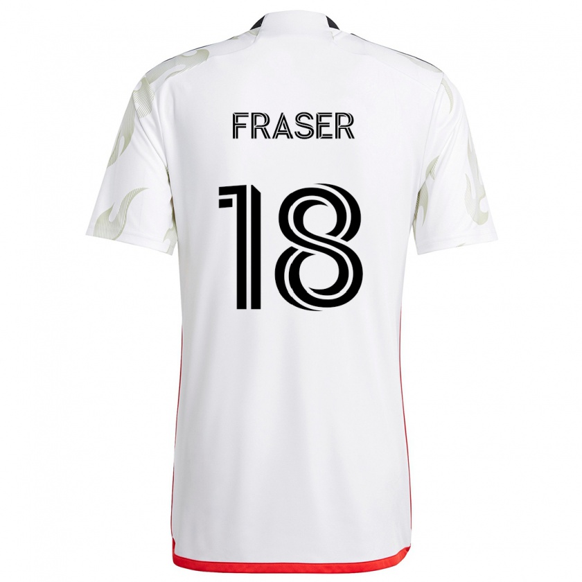 Kandiny Gyermek Liam Fraser #18 Fehér Piros Fekete Idegenbeli Jersey 2024/25 Mez Póló Ing