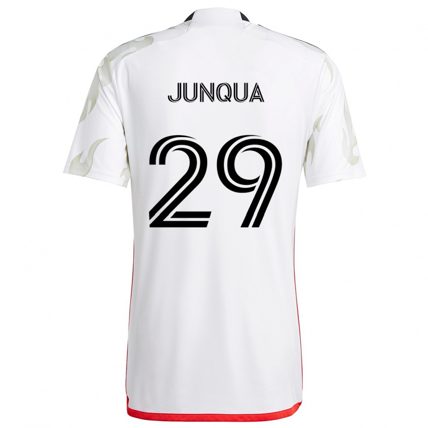 Kandiny Gyermek Sam Junqua #29 Fehér Piros Fekete Idegenbeli Jersey 2024/25 Mez Póló Ing