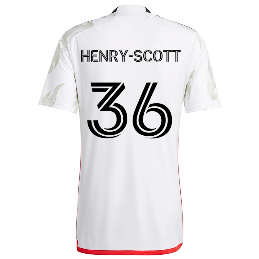 Kandiny Gyermek Malik Henry-Scott #36 Fehér Piros Fekete Idegenbeli Jersey 2024/25 Mez Póló Ing