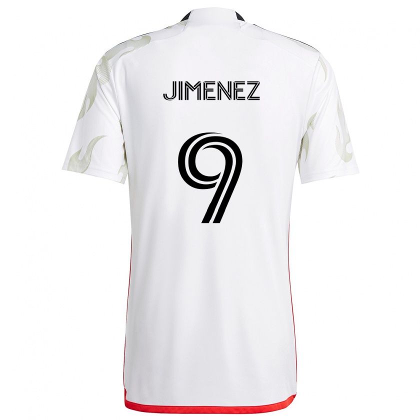 Kandiny Gyermek Jesús Jiménez #9 Fehér Piros Fekete Idegenbeli Jersey 2024/25 Mez Póló Ing