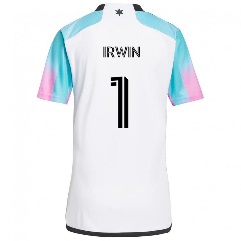 Kandiny Gyermek Clint Irwin #1 Fehér Kék Fekete Idegenbeli Jersey 2024/25 Mez Póló Ing