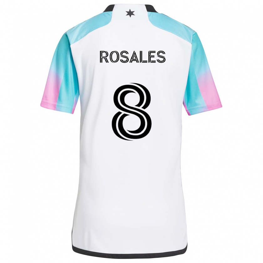 Kandiny Gyermek Joseph Rosales #8 Fehér Kék Fekete Idegenbeli Jersey 2024/25 Mez Póló Ing