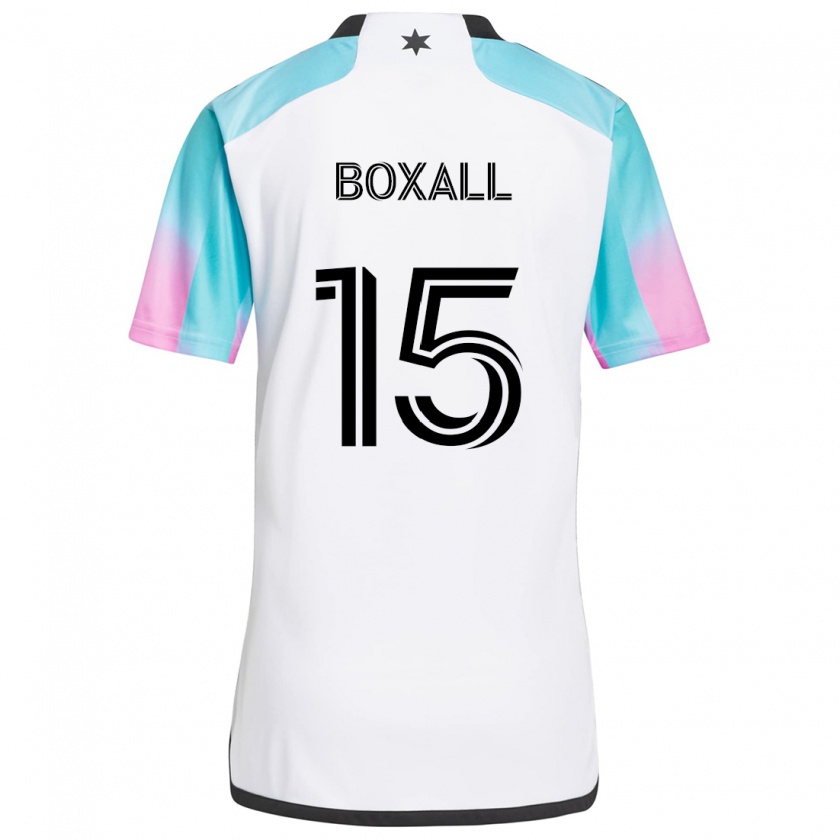 Kandiny Gyermek Michael Boxall #15 Fehér Kék Fekete Idegenbeli Jersey 2024/25 Mez Póló Ing