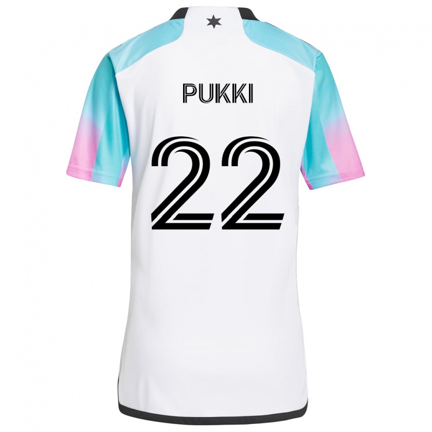 Kandiny Gyermek Teemu Pukki #22 Fehér Kék Fekete Idegenbeli Jersey 2024/25 Mez Póló Ing