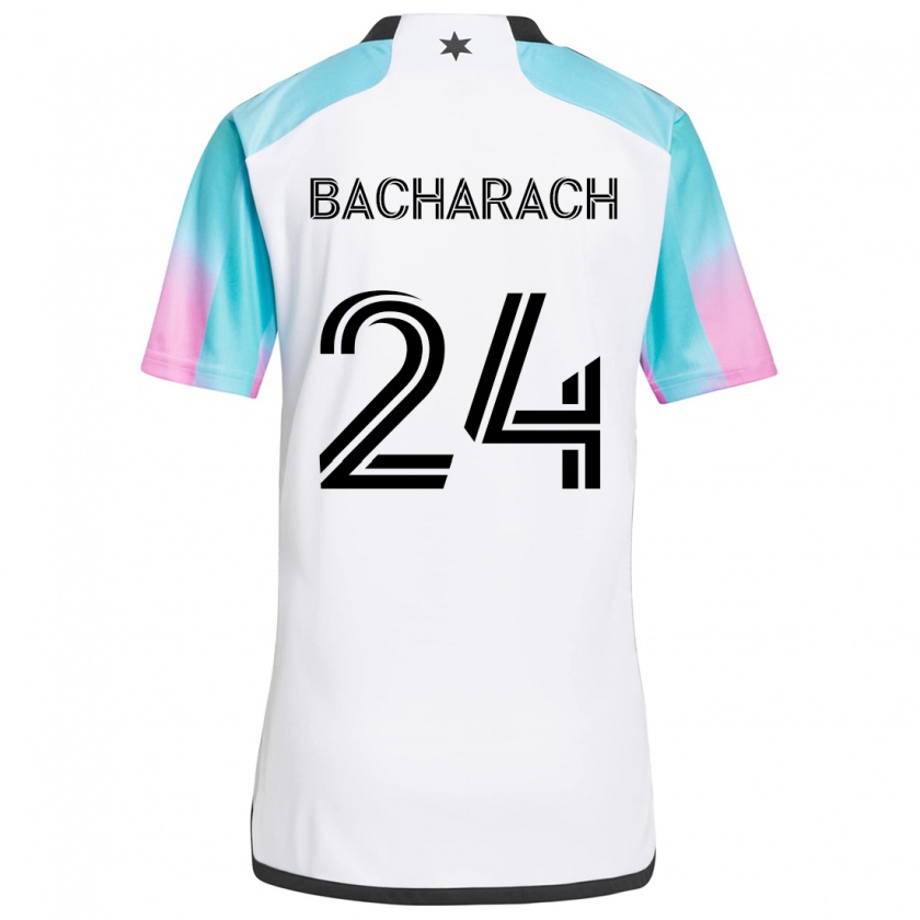 Kandiny Gyermek Hugo Bacharach #24 Fehér Kék Fekete Idegenbeli Jersey 2024/25 Mez Póló Ing