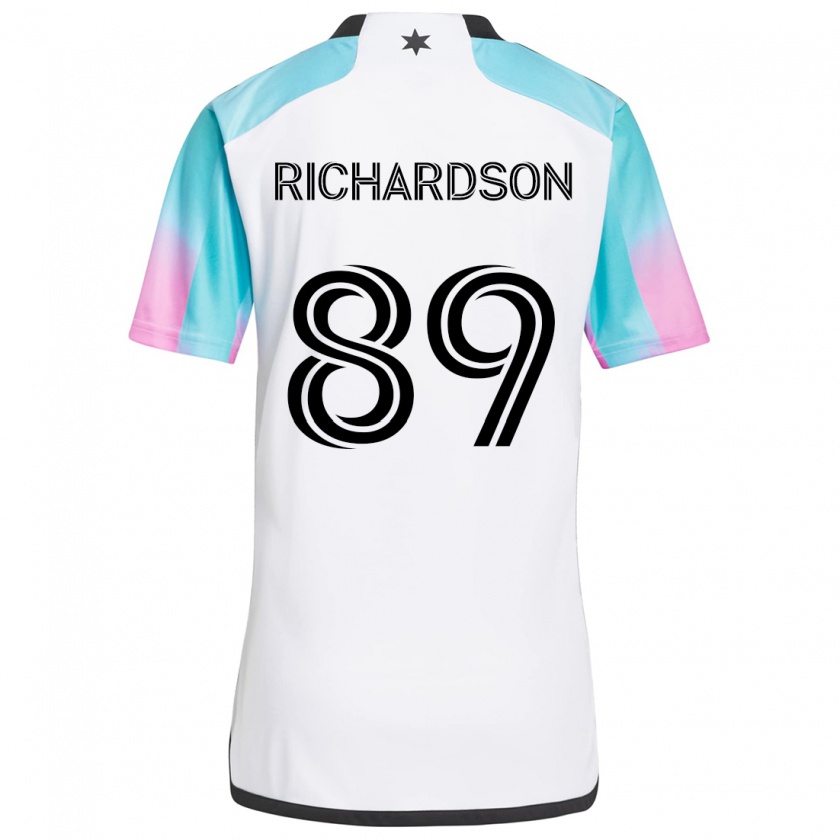 Kandiny Gyermek Nick Richardson #89 Fehér Kék Fekete Idegenbeli Jersey 2024/25 Mez Póló Ing