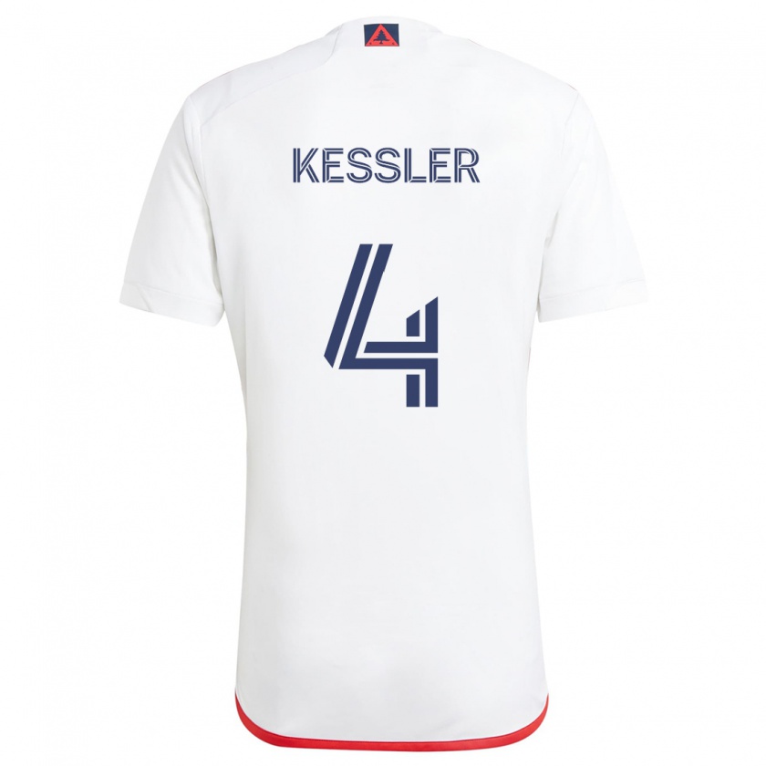 Kandiny Gyermek Henry Kessler #4 Fehér Piros Idegenbeli Jersey 2024/25 Mez Póló Ing