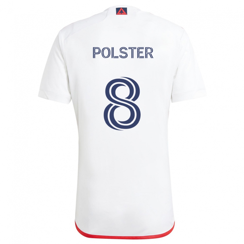 Kandiny Gyermek Matt Polster #8 Fehér Piros Idegenbeli Jersey 2024/25 Mez Póló Ing